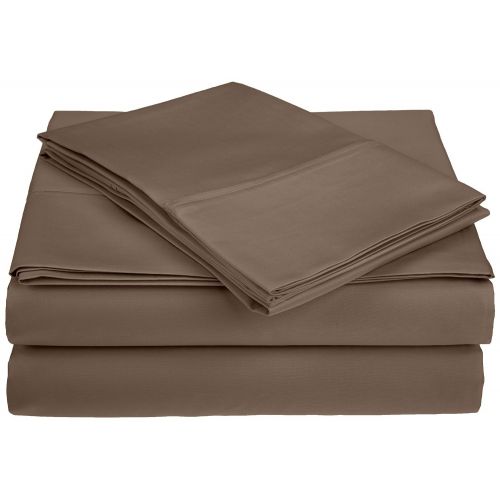  Superior 450 Thread Count Combed Cotton, Deep Pocket, Single Ply, 4-Piece Queen Bed Sheet Set, Solid, Taupe