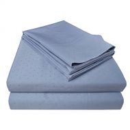 Superior 100% Premium Combed Cotton Sateen Swiss Dots Bed Sheet and Pillowcase Cover Set, Queen - Denim