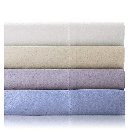  Superior 100% Premium Combed Cotton Sateen Swiss Dots Bed Sheet and Pillowcase Cover Set, Queen - Denim