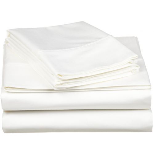  Superior 530 Thread Count, Combed Cotton, Single Ply, California King 4-Piece Sheet Set, Solid, White