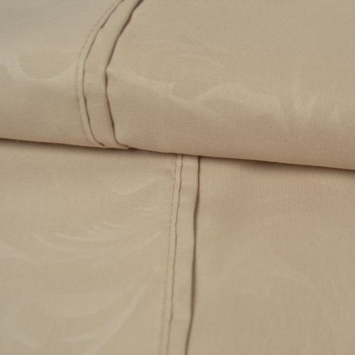  Superior Wrinkle Resistant 3000 Series Ivy Embossed Bed Sheet Set with Bonus Pillowcase Set, King, Beige