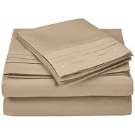 Superior 3-Line Embroidered Sheet Set, Tan, King, 4-Piece