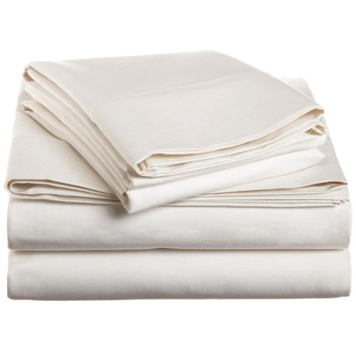  Superior 1500 Thread Count Queen Bed Sheet Set, Solid, Deep Pocket, Single Ply, White