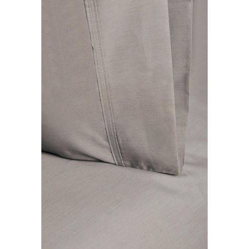  Superior Percale 300 Thread Count 100% Cotton, Deep Pocket, 4-Piece King Bed Sheet Set, Solid, Grey