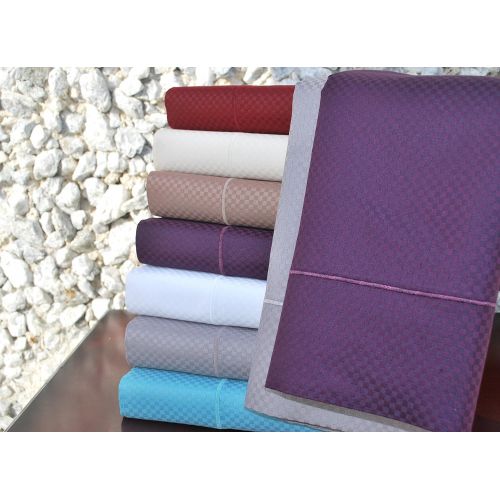  Superior Wrinkle Resistant 800 Thread Count Cotton Blend Microchecker Bed Sheet Set with Bonus Pillowcase Set, King, Burgundy