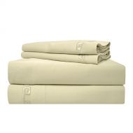 Superior 600 Thread Count Long-Staple Combed Cotton, Deep Pocket, Single Ply, King Bed Sheet Set, Embroidery Greek Key, Sage