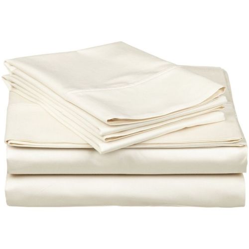  Superior 100% Premium Combed Cotton, 300 Thread Count 4-Piece Bed Sheet Set, Single Ply Cotton, Deep Pocket Fitted Sheets, Soft and Luxurious Bedding Sets - Queen, Ivory