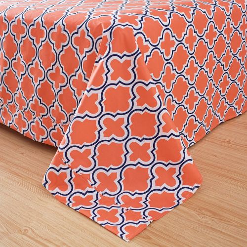  Superior All Season Hypoallergenic, Breathable, Lightweight, Wrinkle, Fade Resistant, Brushed Microfiber Printed Trellis Sheet Set, Queen - Coral