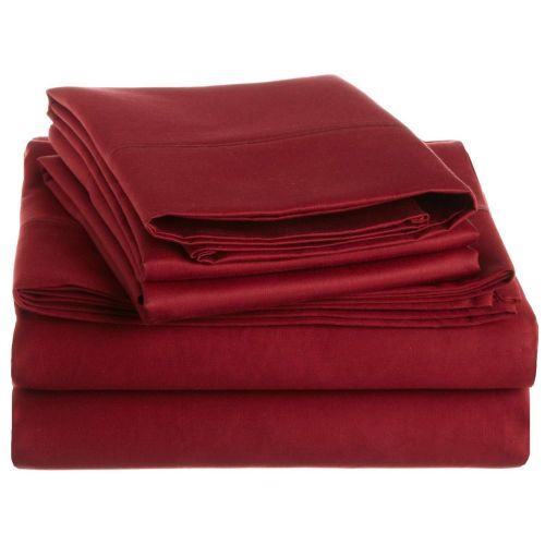  Superior 1500 Thread Count King Bed Sheet Set, Solid, Deep Pocket, Single Ply, Burgundy