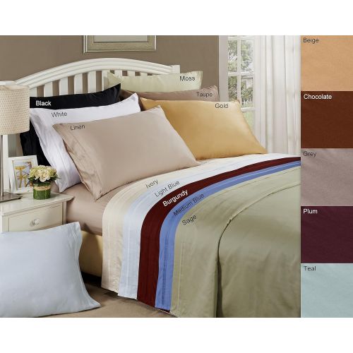  Superior 100% Egyptian Cotton 4-Piece Solid Sheet Set, Queen, Chocolate