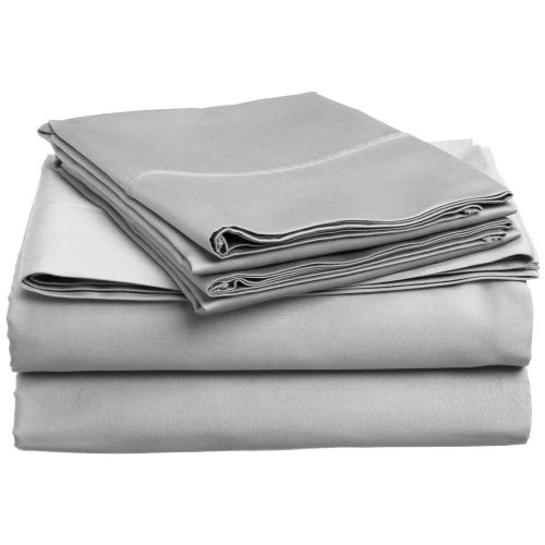  Superior Combed Cotton, 300 Thread Count; Deep-Fitting Pocket, Soft & Smooth 3-Piece Twin Sheet Set, Solid Light Grey