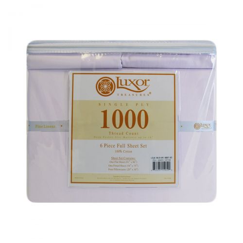  Superior 1000 Thread Count 100% Cotton, 6-Piece Full Bed Sheet Set ( BONUS Pillowcases ) Solid, Lilac