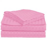 Superior 1500 Series Premium Quality 100% Brushed Soft Microfiber 4-Piece Luxury Deep Pocket Cooling Bed Sheet Set, Classic Sateen Stripe, Wrinkle and Stain Resistant - Full, Pink