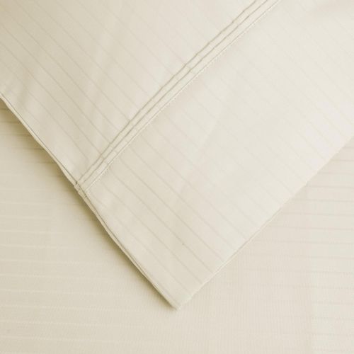  Superior 100% Egyptian Cotton 1000 Thread Count Oversized California King Sheet Set Stripe, Ivory