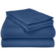 Superior Premium Cotton Flannel Sheets, All Season 100% Brushed Cotton Flannel Bedding, 4-Piece Sheet Set with Deep Fitting Pockets - Navy Blue Solid, California King Bed