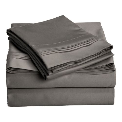  Superior 1000 Thread Count 100% Egyptian Cotton, California King Bed Sheet Set, Single Ply, Solid, Grey