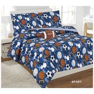 Superior Home 8 Piece Full Size Kids Boys Teens Comforter Set Bed in Bag w/Shams, Sheet Set & Decorative Toy Pillow, Sports Balls Volleyball Print Blue Comforter Bedding Set w/Shee