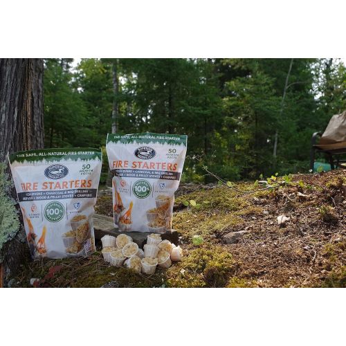  Superior Trading Co. All Natural Fire Starter 10 15 Minute Burn for BBQ, Campfire, Charcoal, Pit, Wood & Pellet Stove, 50 Extra Large Pods, Waterproof for Indoor/Outdoor Fire Start