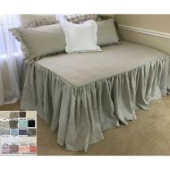 SuperiorCustomLinens Day bed Cover Natural Linen, Daybed Bedding, Fitted Daybed Cover, Linen Bedding. Shabby Chic Bedding,Ruffle Bedding, Custom Size