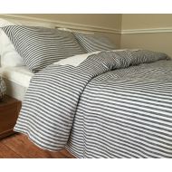 SuperiorCustomLinens Slate Gray and White Striped duvet cover, striped linen bedding, dorm bedding, queen bedding, king duvet cover, twin bedding