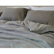 SuperiorCustomLinens Natural linen duvet cover in dark shade, heavy rustic linen bedding, made from washed linen, available in queen, king, twin and full