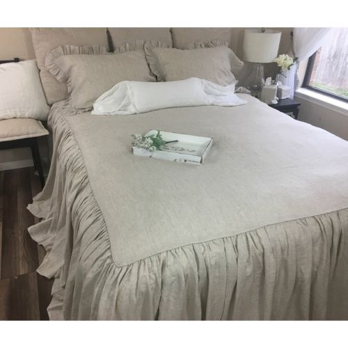  SuperiorCustomLinens Natural Linen bedspread, bed cover, queen bedspread, king bedspread, linen bedspread, ruffle bedding, shabby chic bedding