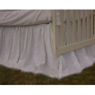 SuperiorCustomLinens Natural linen crib skirt, drop from 15-24, in white linen, gray linen, pink linen, striped linen.
