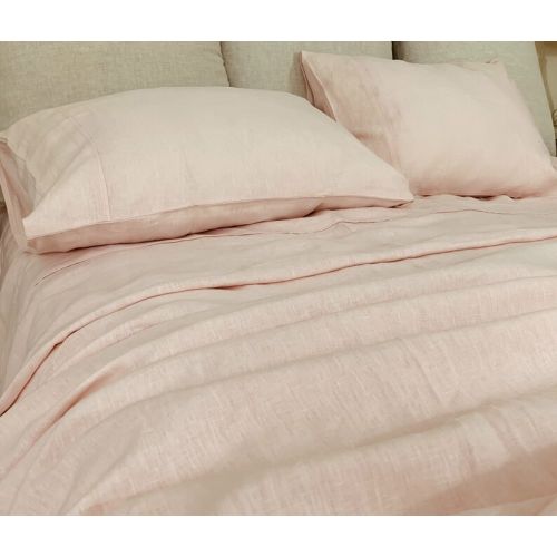  SuperiorCustomLinens Ballet Slipper Pink natural linen sheets set of 4, linen sheet, linen fitted sheet, 2 pillow cases