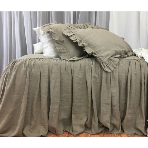  SuperiorCustomLinens Dark Linen Bedspread handmade in natural linen, Dark Linen Bed Covers, No Dye, No Coloring, Linen Coverlet, Shabby Chic Bedding, Queen Bedspread, King Bedspread, FREE SHIPPING