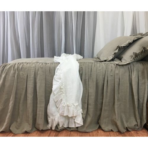  SuperiorCustomLinens Dark Linen Bedspread handmade in natural linen, Dark Linen Bed Covers, No Dye, No Coloring, Linen Coverlet, Shabby Chic Bedding, Queen Bedspread, King Bedspread, FREE SHIPPING