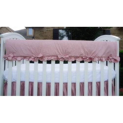  SuperiorCustomLinens Pink Linen Crib Rail Guard with ruffles, Crib Rail Cover for Teething, Handmade Bumperless Crib Bedding Set, Baby Gril Bedding Set, FREE SHIPPING