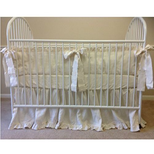  SuperiorCustomLinens Cream Baby Bedding - Crib Bumpers, Crib Skirt, Crib Sheets, Handmade Natural Linen Crib Bedding Set, Cream Baby Bedding Set, FREE SHIPPING