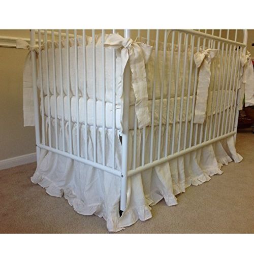  SuperiorCustomLinens Cream Baby Bedding - Crib Bumpers, Crib Skirt, Crib Sheets, Handmade Natural Linen Crib Bedding Set, Cream Baby Bedding Set, FREE SHIPPING