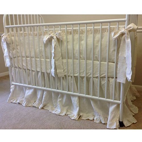  SuperiorCustomLinens Cream Baby Bedding - Crib Bumpers, Crib Skirt, Crib Sheets, Handmade Natural Linen Crib Bedding Set, Cream Baby Bedding Set, FREE SHIPPING