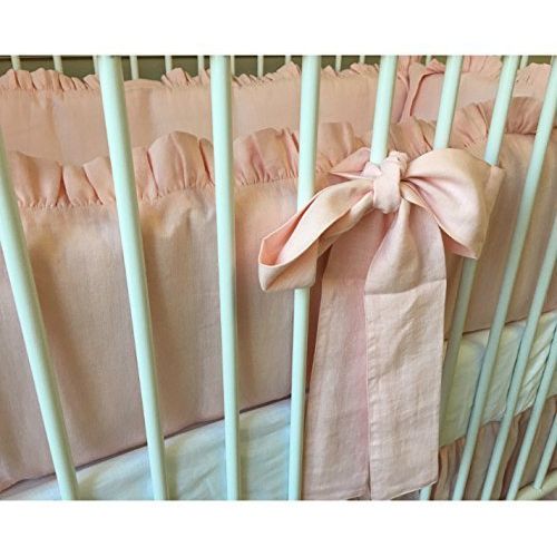  SuperiorCustomLinens Ballet Slipper Pink Baby Bedding - Crib Bumpers, Crib Skirt, Crib Sheets, Handmade Natural Linen Crib Bedding Set, Pink Baby Bedding Set, FREE SHIPPING