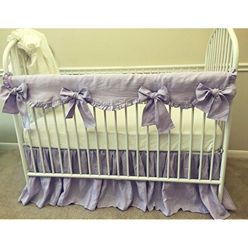  SuperiorCustomLinens Lavender Rail Guard - Scalloped with ruffle hem, Lavender Crib Bedding, Handmade Bumperless Crib Bedding Set, Baby Bedding Set, FREE SHIPPING