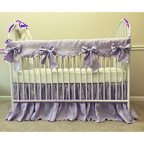  SuperiorCustomLinens Lavender Rail Guard - Scalloped with ruffle hem, Lavender Crib Bedding, Handmade Bumperless Crib Bedding Set, Baby Bedding Set, FREE SHIPPING