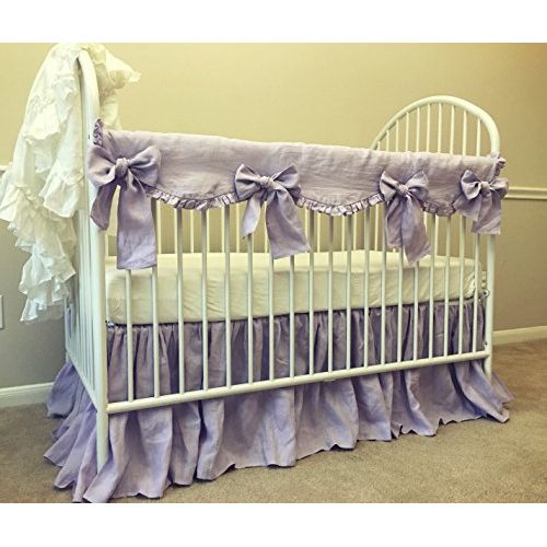  SuperiorCustomLinens Lavender Rail Guard - Scalloped with ruffle hem, Lavender Crib Bedding, Handmade Bumperless Crib Bedding Set, Baby Bedding Set, FREE SHIPPING