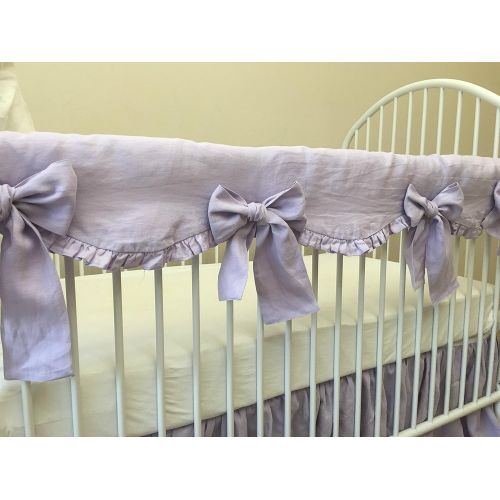  SuperiorCustomLinens Lavender Rail Guard - Scalloped with ruffle hem, Lavender Crib Bedding, Handmade Bumperless Crib Bedding Set, Baby Bedding Set, FREE SHIPPING