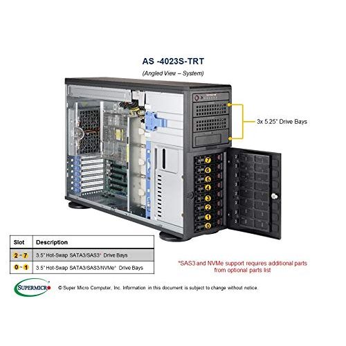  Supermicro As-4023S-Trt Tower 4U Server - Supports Dual EPYC 7000-Series Processors