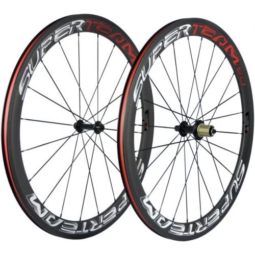  [아마존베스트]Superteam Carbon Fiber Road Bike Wheels 700C Clincher Wheelset 50mm Matte 23 Width