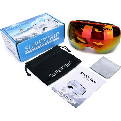  [아마존 핫딜] Supertrip 수퍼트립 스키 스노우보드 고글 안경 위에 남자와 여성을 위한 눈 고글 안개 방지 100% 자외선 차단 이중 렌즈 교체 가능 스키 렌즈