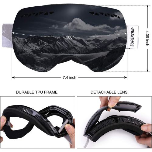  [아마존베스트]Supertrip Ski Snowboard Goggles for Men & Women Over The Glasses Snow Goggles Anti Fog 100% UV Protection Double Lens Interchangeable Lens for Skiing