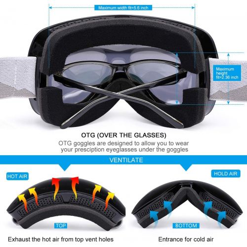  [아마존베스트]Supertrip Ski Snowboard Goggles for Men & Women Over The Glasses Snow Goggles Anti Fog 100% UV Protection Double Lens Interchangeable Lens for Skiing