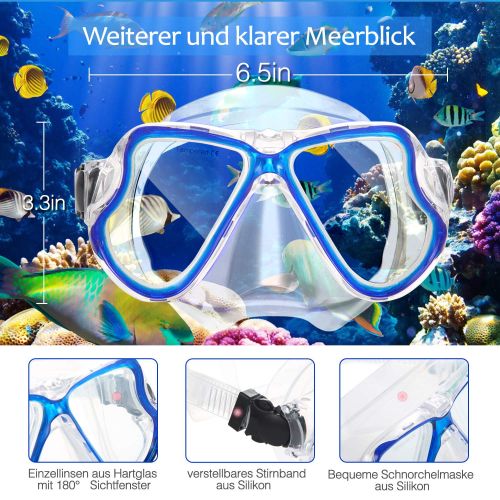  [아마존 핫딜]  [아마존핫딜]Supertrip Trocken Schnorchelset mit Anti-beschlag grossen Scheiben Panorama Blick Taucherbrille gehartete Wasserdichte Glaser Schnorchelbrille Taucherset fuer Herren Damen Erwachsene