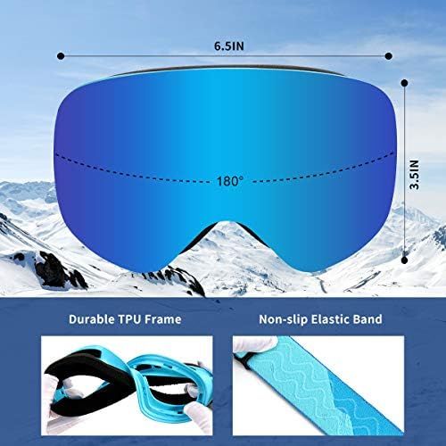  Supertrip Kids Ski Goggles Boys & Girls Over The Glasses Anti Fog Snow Goggles