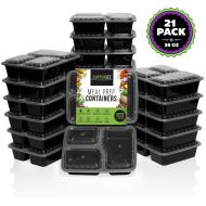 SupperSet Meal Prep Containers with Lids (21-pack) 3 Compartment Bento Box | 36 oz. Stackable, Certified BPA-Free, Portion Control | Reusable, Durable | Microwave, Freezer & Dishwa