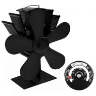 Supportiback GRN Home Heat Powered Stove Fan with Magnetic Thermometer | 5 Blades - Aluminium Silent...