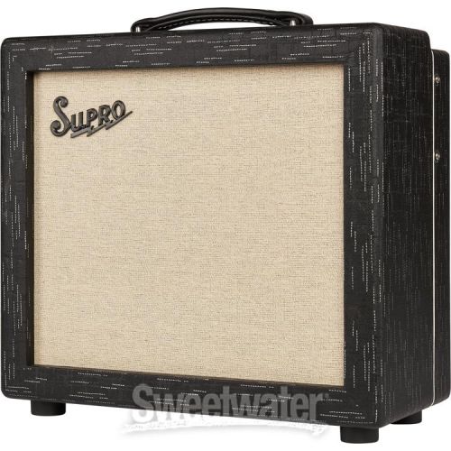  Supro 1612RT Amulet 1 x 10-inch 15-watt Tube Combo Amp - Black Scandia