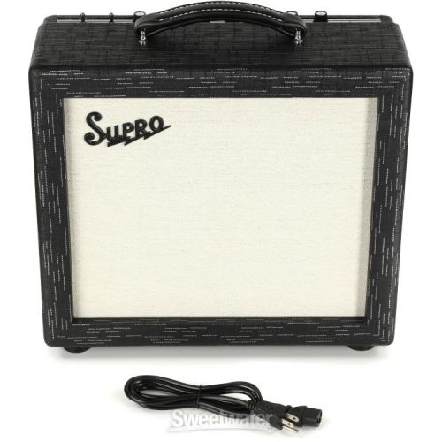  Supro 1612RT Amulet 1 x 10-inch 15-watt Tube Combo Amp - Black Scandia